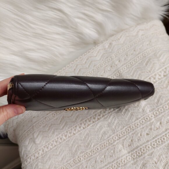 SOLD CHANEL 19 Quilted Lambskin Matelasse Long Zip Around Dark Brown Wallet - Picture 9 of 15